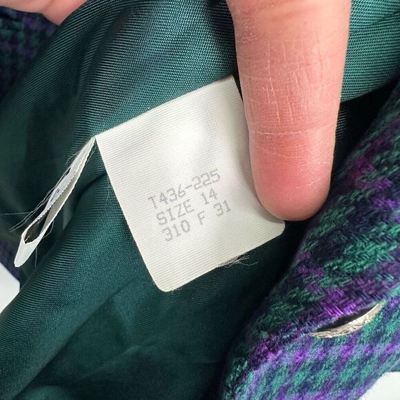 Pendleton Women’s Single Button Green Purple Houndstooth Navy Shell Blazer Jacke - Picture 4 of 11